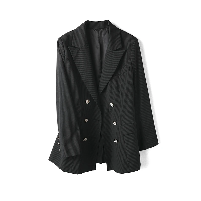 11089【简系列】黑色条纹气质外套13313026-1
