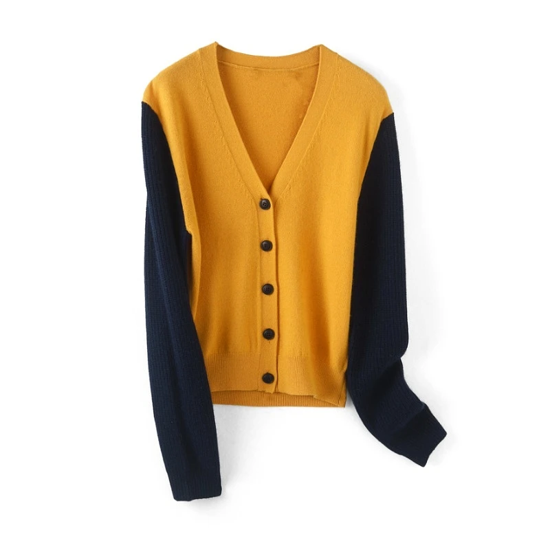 33607【然系列】撞色针织开衫231RDWT072