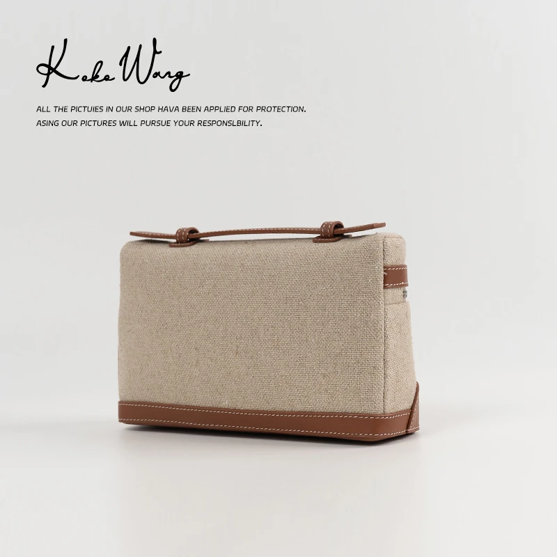 KOKO WANG轻奢简约真皮撞色拼接休闲单肩包手提包092744C09S13