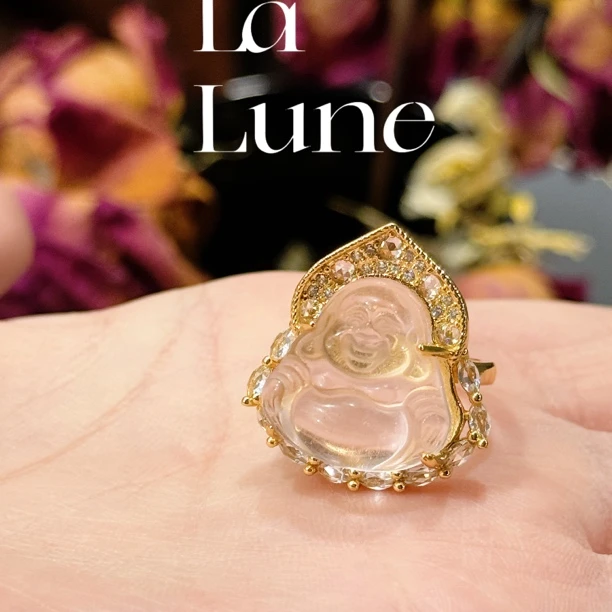 铜合金戒指 粉佛戒指 精雕福笑佛公国风戒指