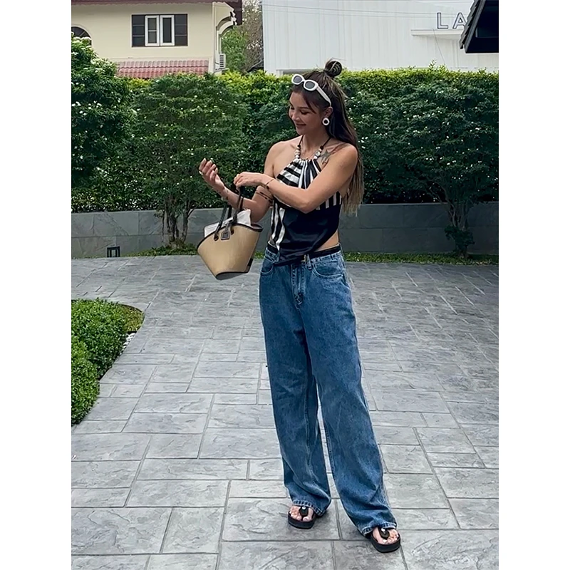 颜伊娃私服Oversized版阔腿水洗做旧牛仔裤2.0（Tata & Tadi）
