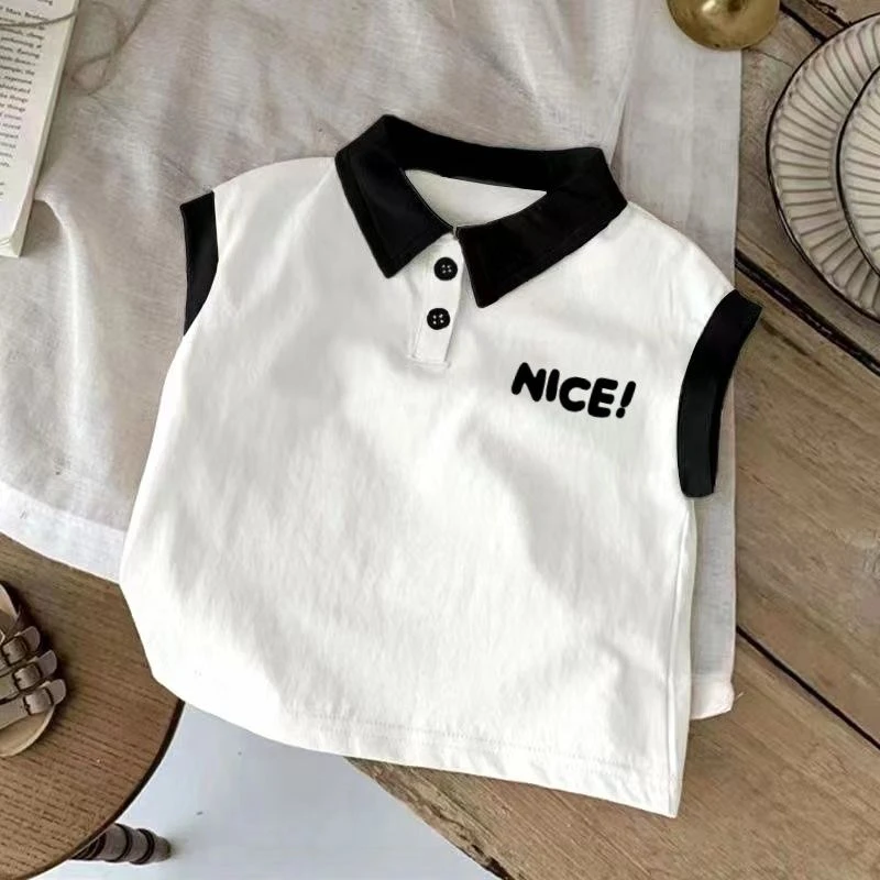 【粉丝专享】男童无袖polot恤帅气儿童纯棉夏季背心女孩卡通打底衫