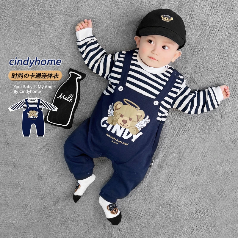 婴幼儿时尚卡通小熊连体衣爬爬服