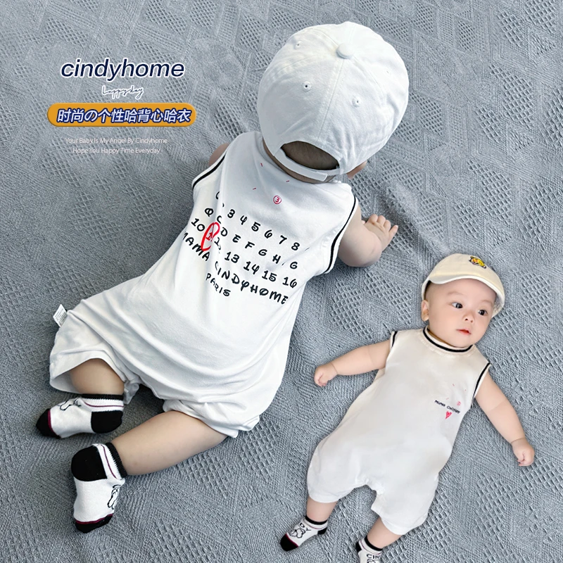 2025夏季新品婴儿连体衣无袖背心哈衣爬服新生儿衣服宝宝夏装