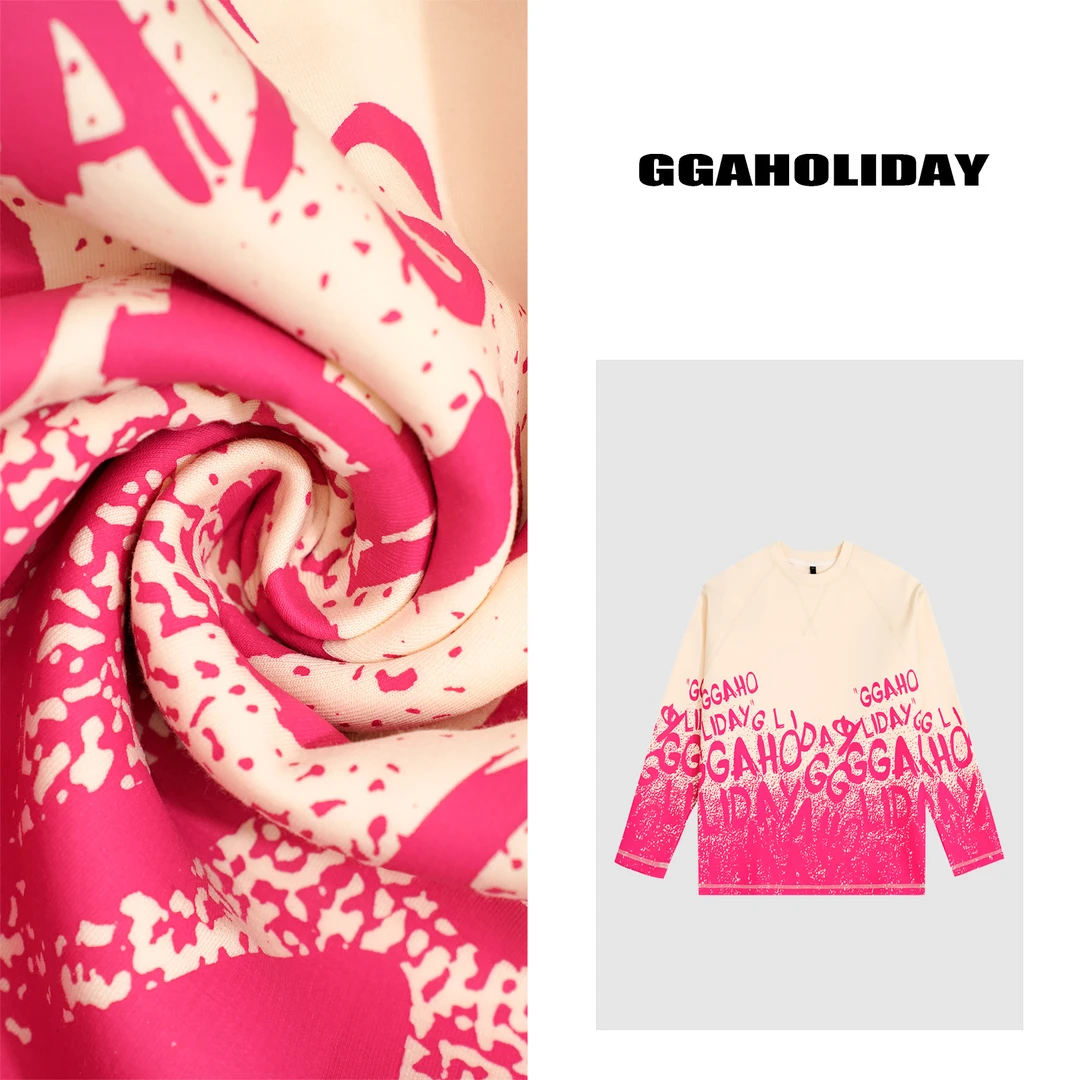 GGAHOLIDAY秋冬时尚百搭宽松印花长袖渐变情侣休闲卫衣-143066