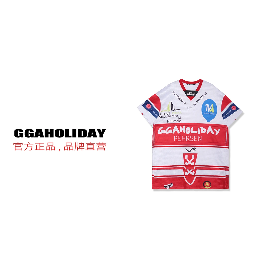 GGAHOLIDAY夏季新款时尚休闲潮流经典半袖个性圆领T恤上衣-132113