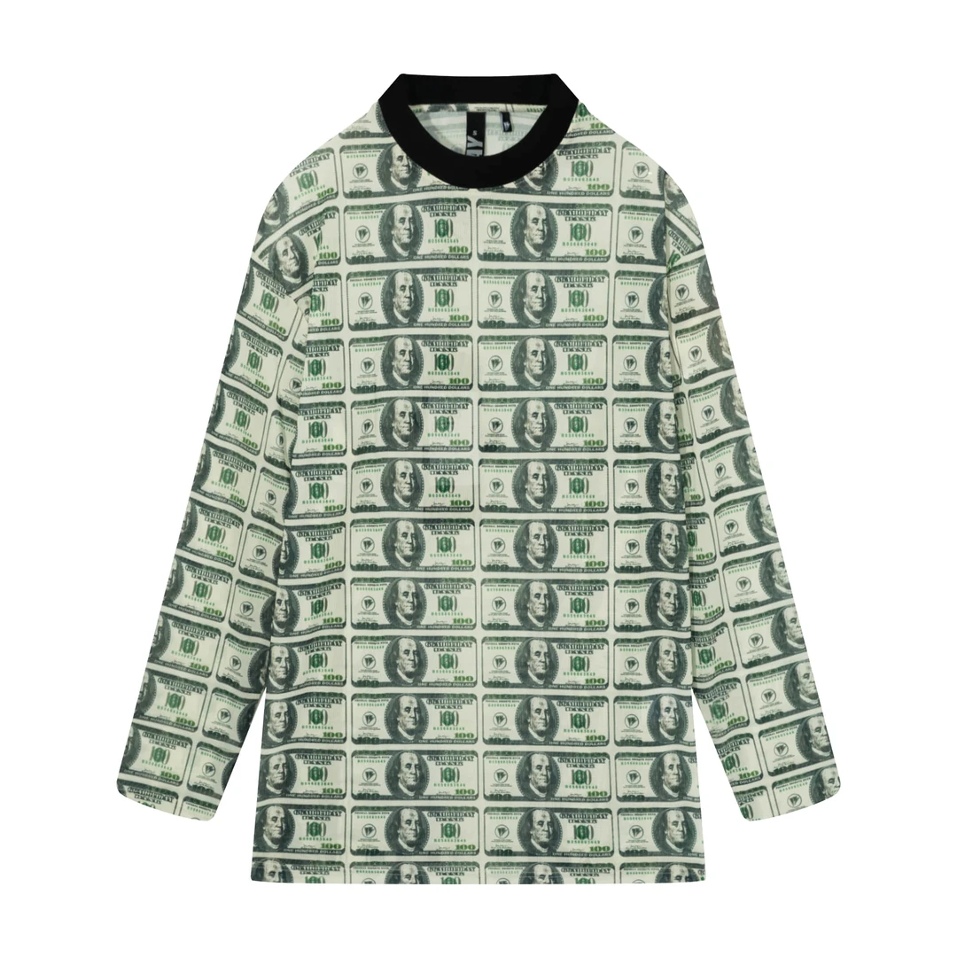 GG潮牌设计师春夏新款宽松休闲上衣时尚满印长袖复古T恤-141006