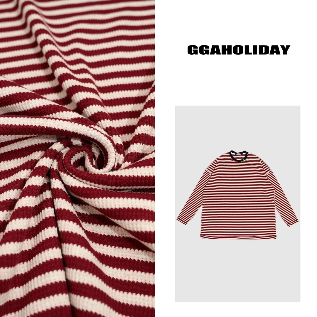 GGAHOLIDAY休闲宽松百搭ins撞色条纹显瘦感长袖T恤上衣-151099