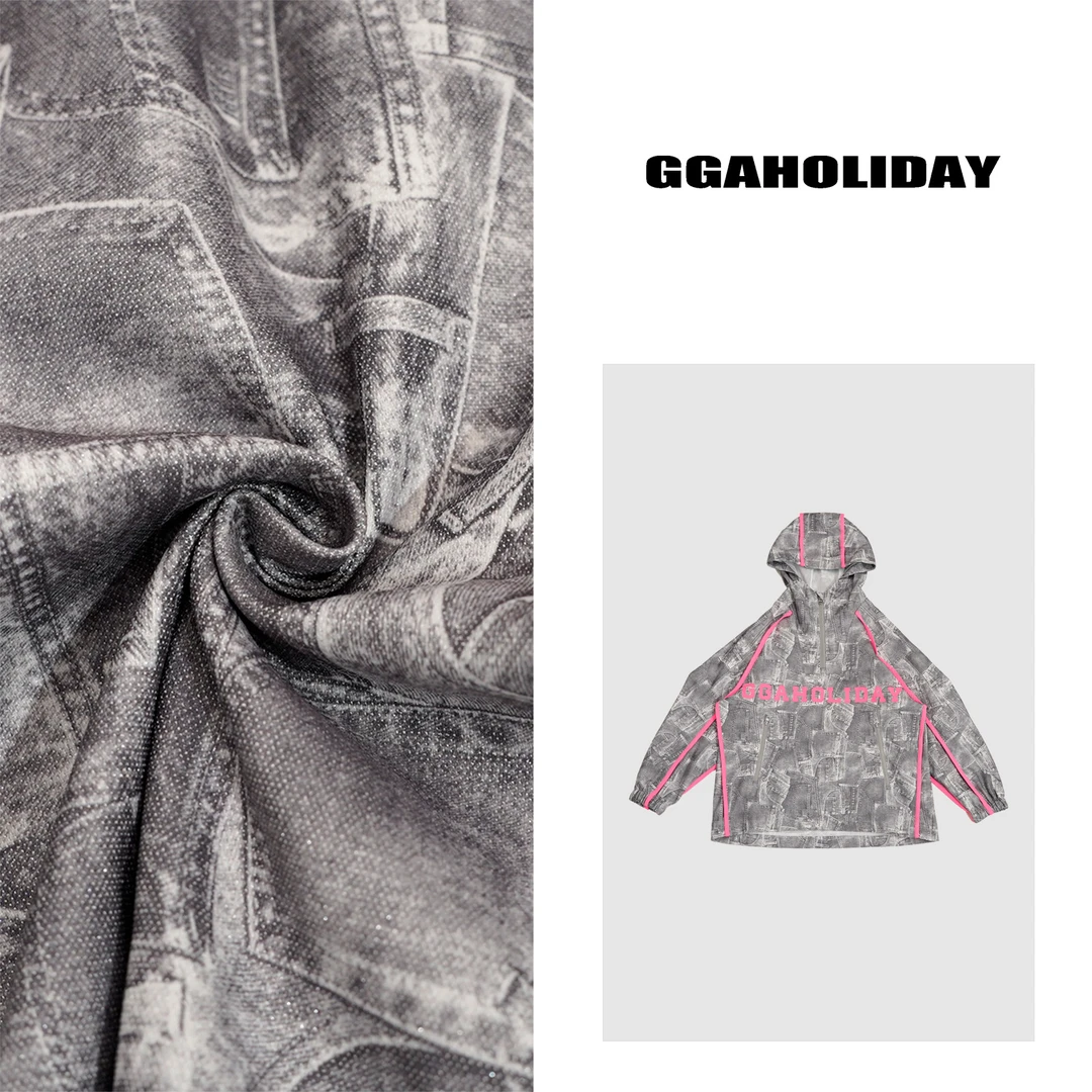 GGAHOLIDAY潮流时尚宽松休闲气质百搭透气仿牛仔冲锋衣-151106