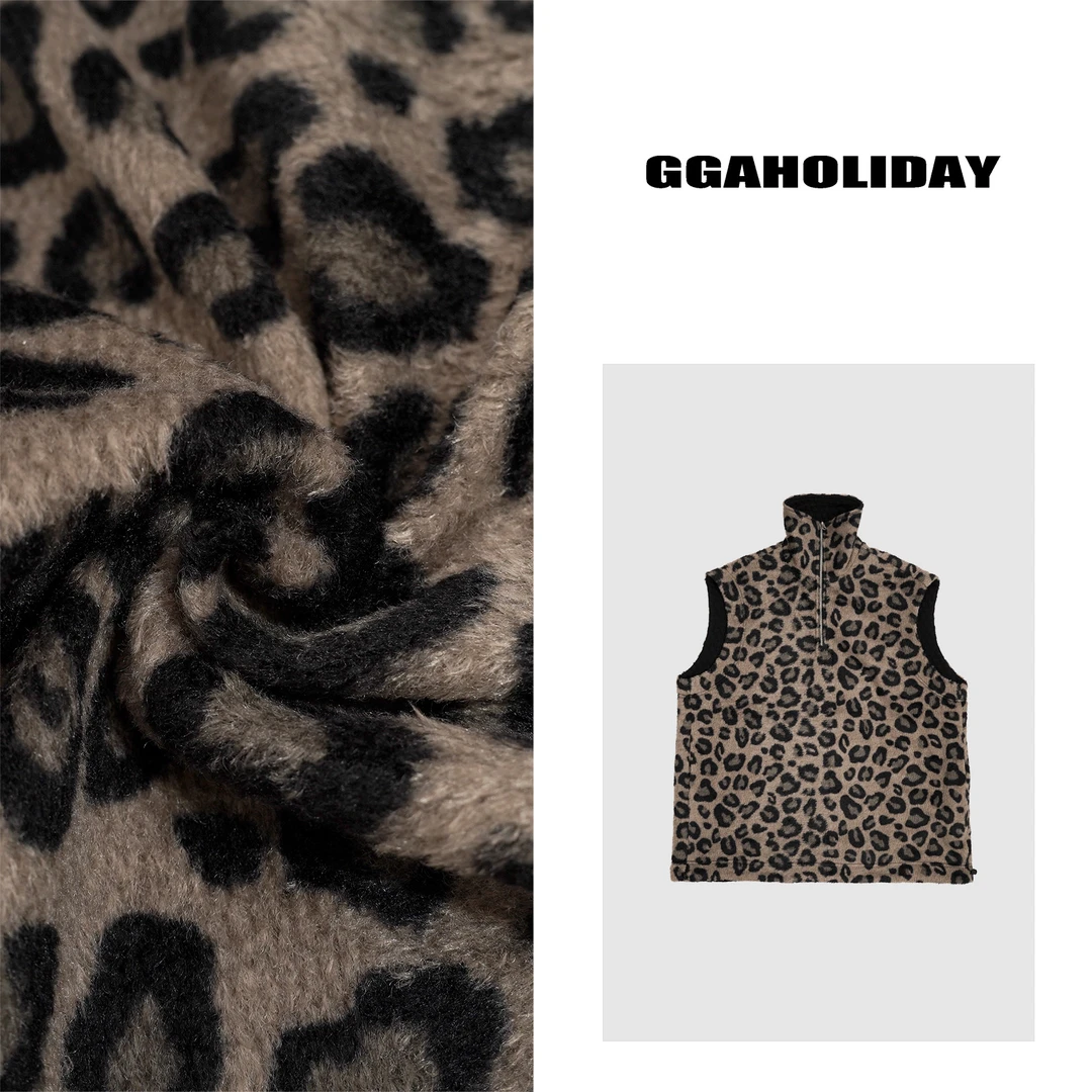 GGAHOLDAY秋冬时尚复古百搭宽松豹纹马夹无袖两面穿马甲-144066