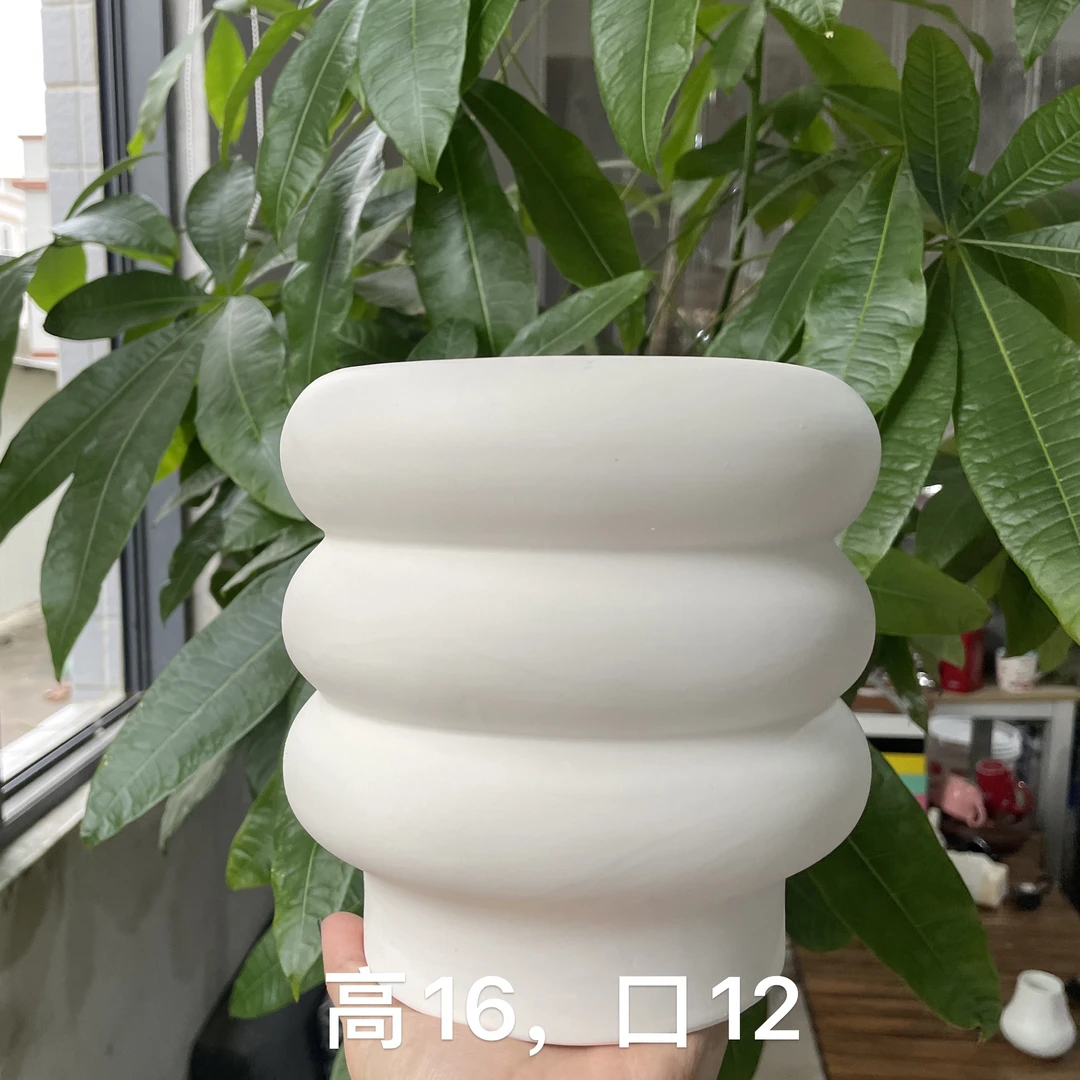 北欧简约陶瓷花盆奶油风创意多肉绿植家用盆栽(无孔)