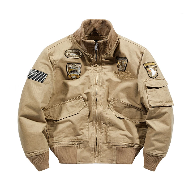 多袋青年夹克男秋冬季复古潮牌户外休闲外套加绒美式工装硬汉外套
