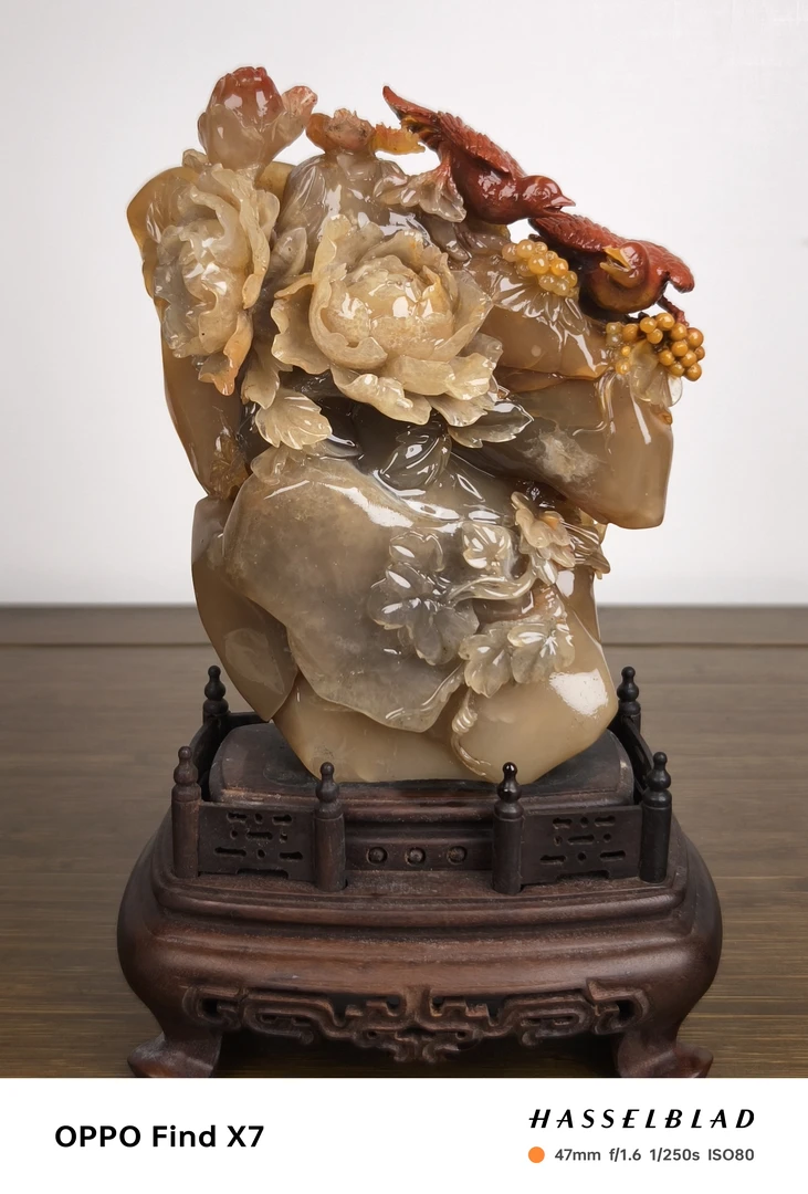 BJ11寿山石巧色高山鸡母窝摆件梅雀争春