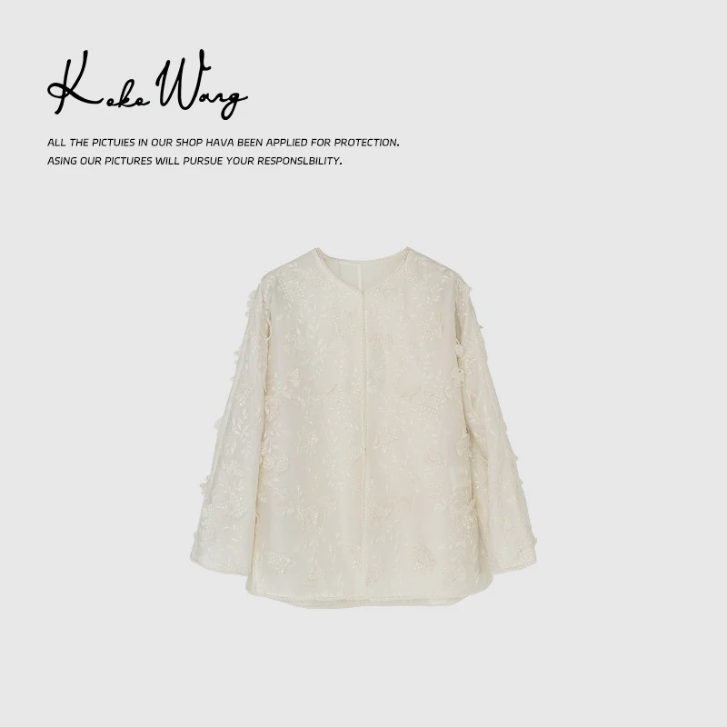 KOKO WANG"轻奢贵气"重工立体刺绣早春上衣女外套140684A27W41