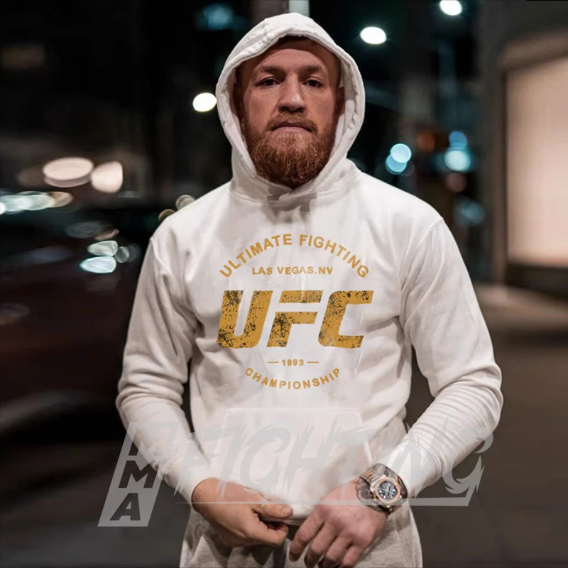 嘴炮2023年新款UFC卫衣连帽春秋冬加绒运动套头衫上衣拳击外套