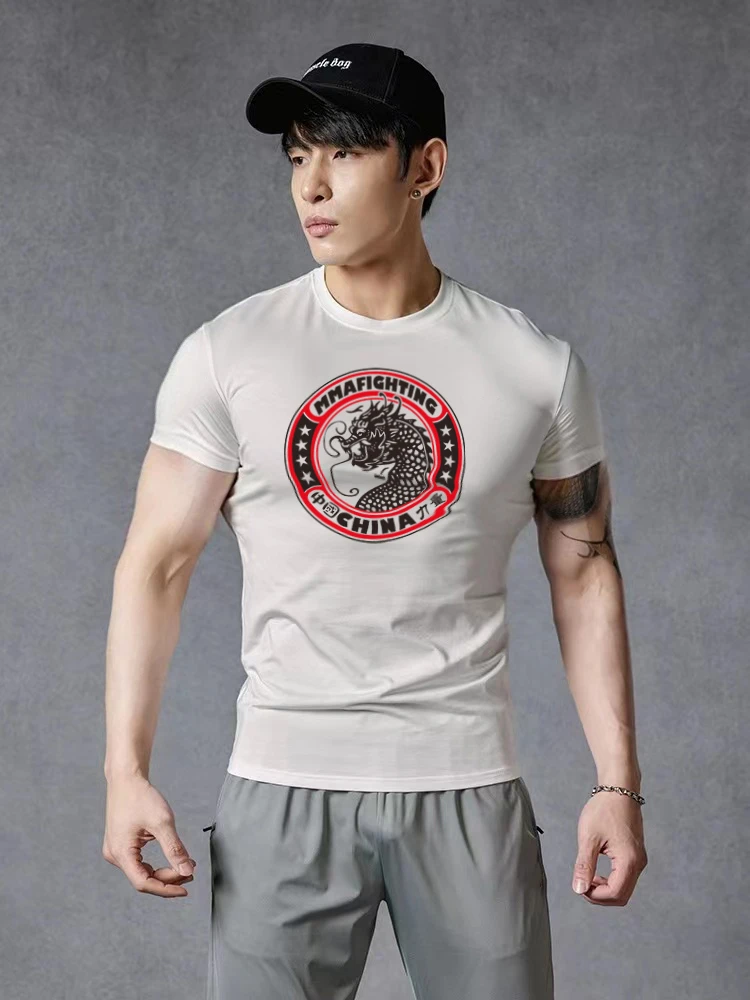 UFC中国力量 正版T恤 龙年短袖男格斗泰拳击MMA夏季运动纯棉半袖
