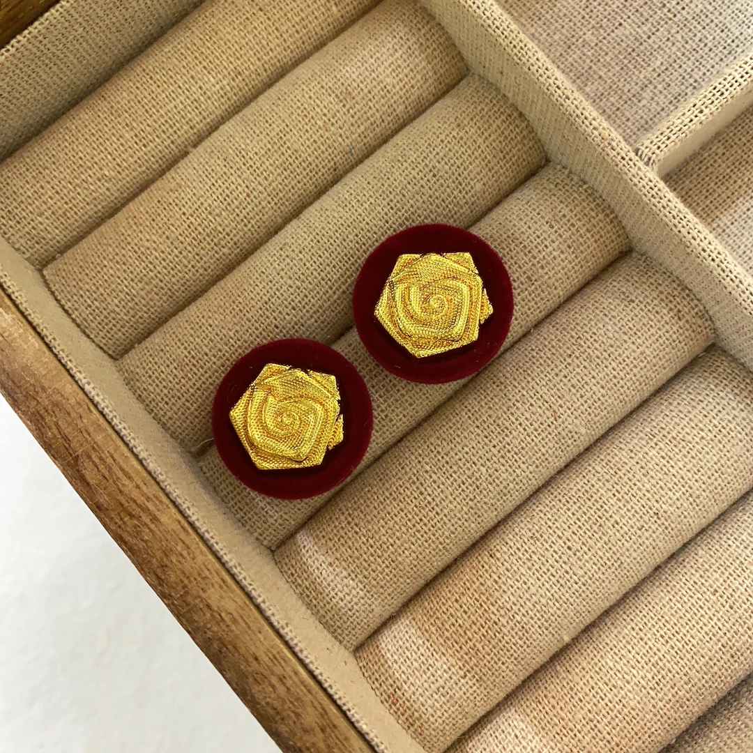 铜合金耳饰 叁拾 【唯物主义】小众复古丝绒小香风气质时尚耳钉