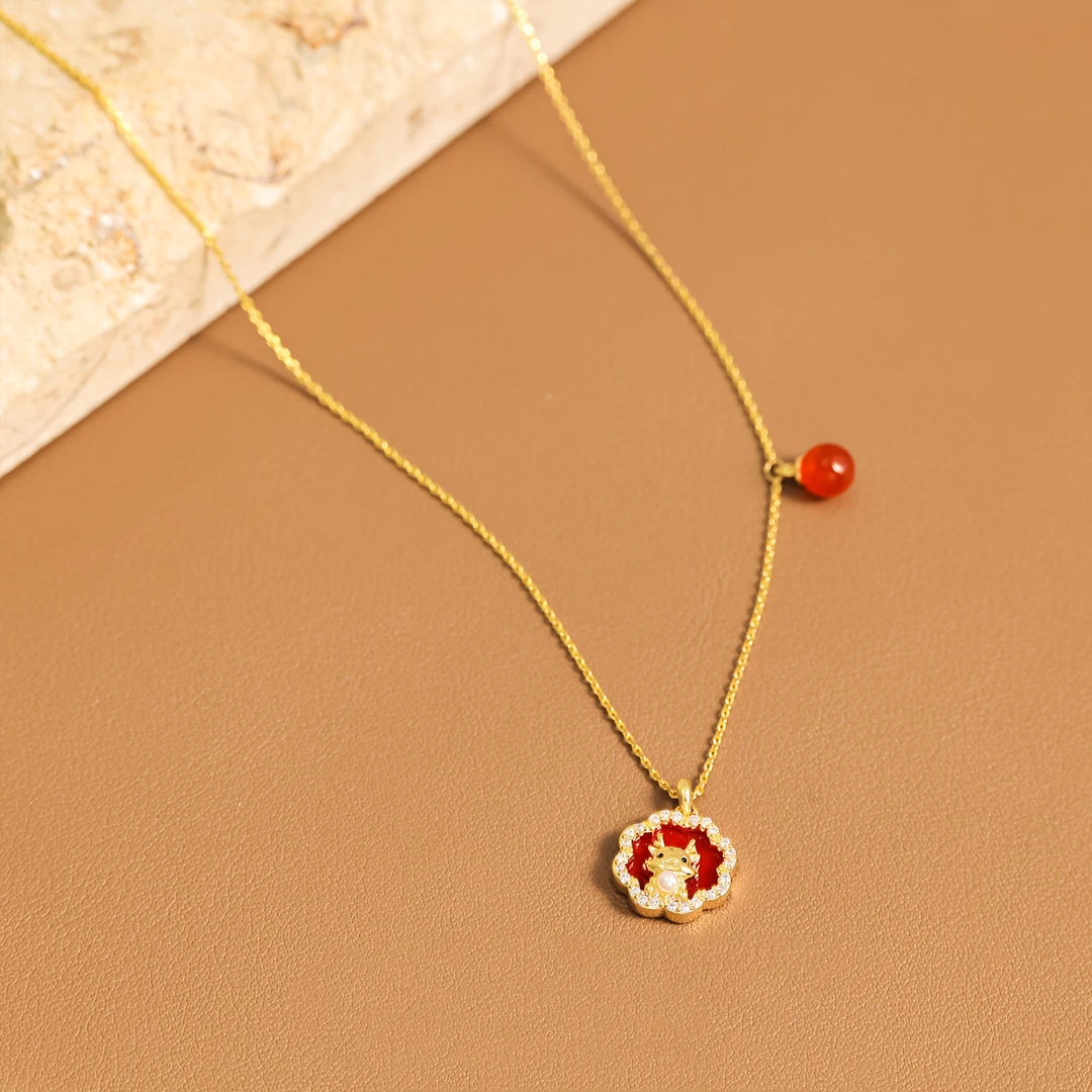 铜合金项链 叁拾 【可爱龙链】轻奢气质百搭红色小众41+5项链