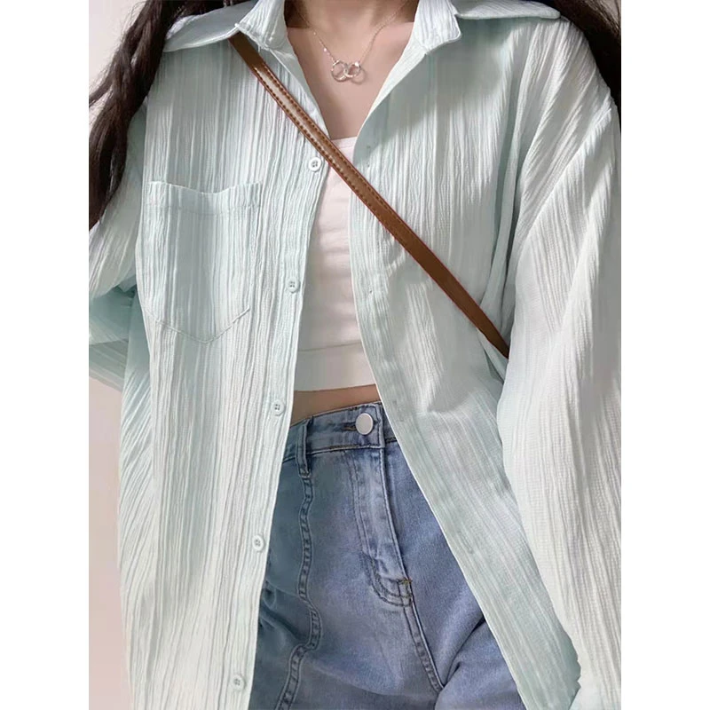 长袖衬衫女夏新款开衫宽松慵懒风防晒外套