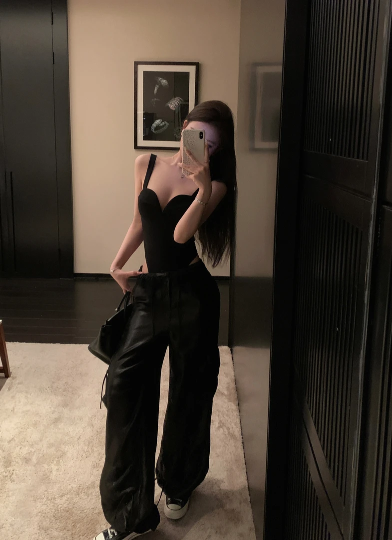 UC定制~辣妹气质高级感吊带连体上衣性感无袖背心外穿/阔腿长裤