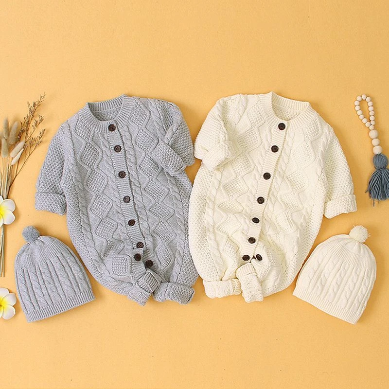 男婴儿春装毛衣针织衫连体衣开衫爬爬服女宝宝毛线哈衣服帽子薄款