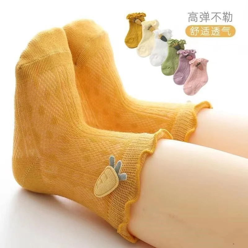 婴儿袜子春夏棉薄款A类新生儿幼儿中通袜松口夏季胖宝宝袜【悦成】