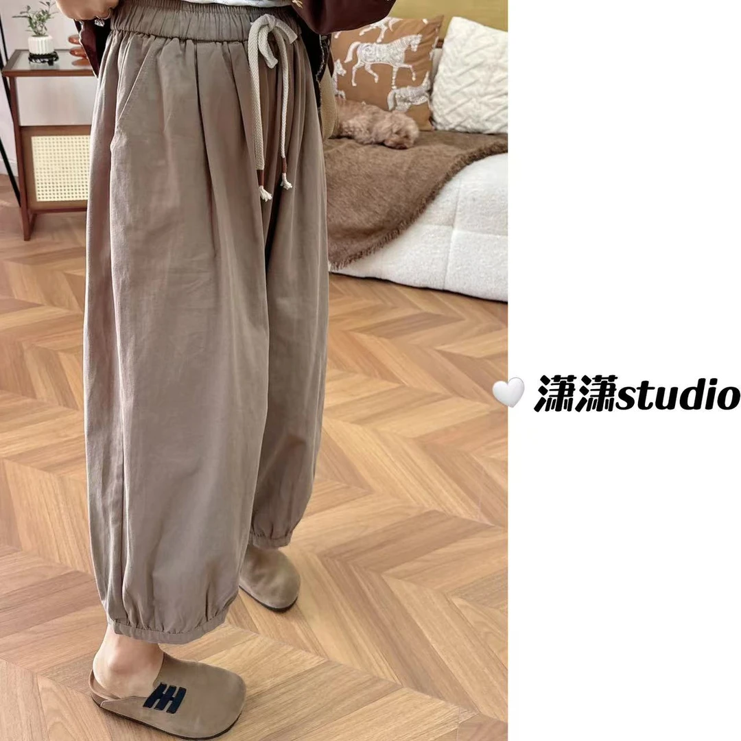 【港味肥裤】潇潇自制松紧腰腰部抽绳下摆收脚设计肥腿裤WW82009