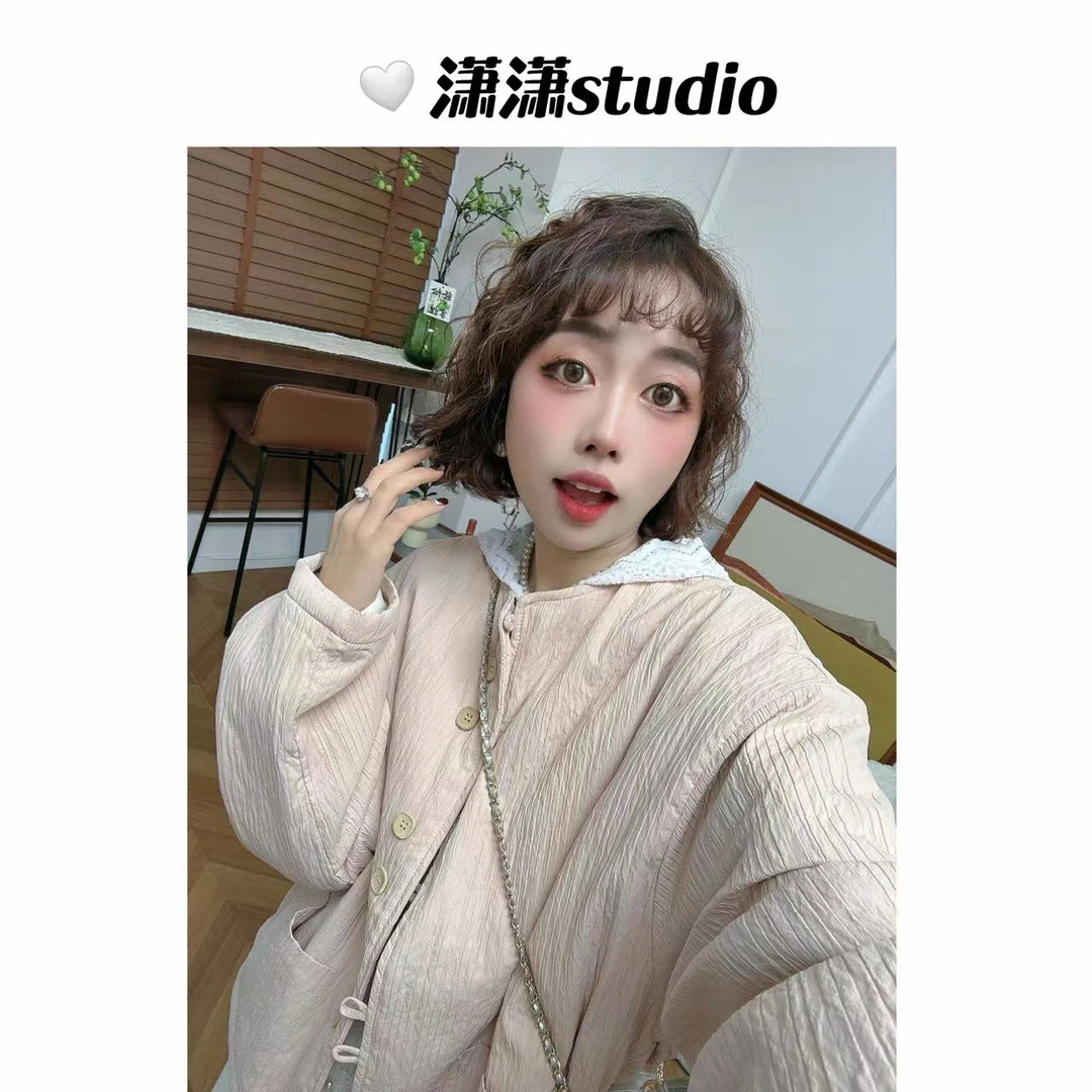 【一颗水蜜桃】潇潇自制定制肌理感面料加棉韩系百搭棉服外套XH6322