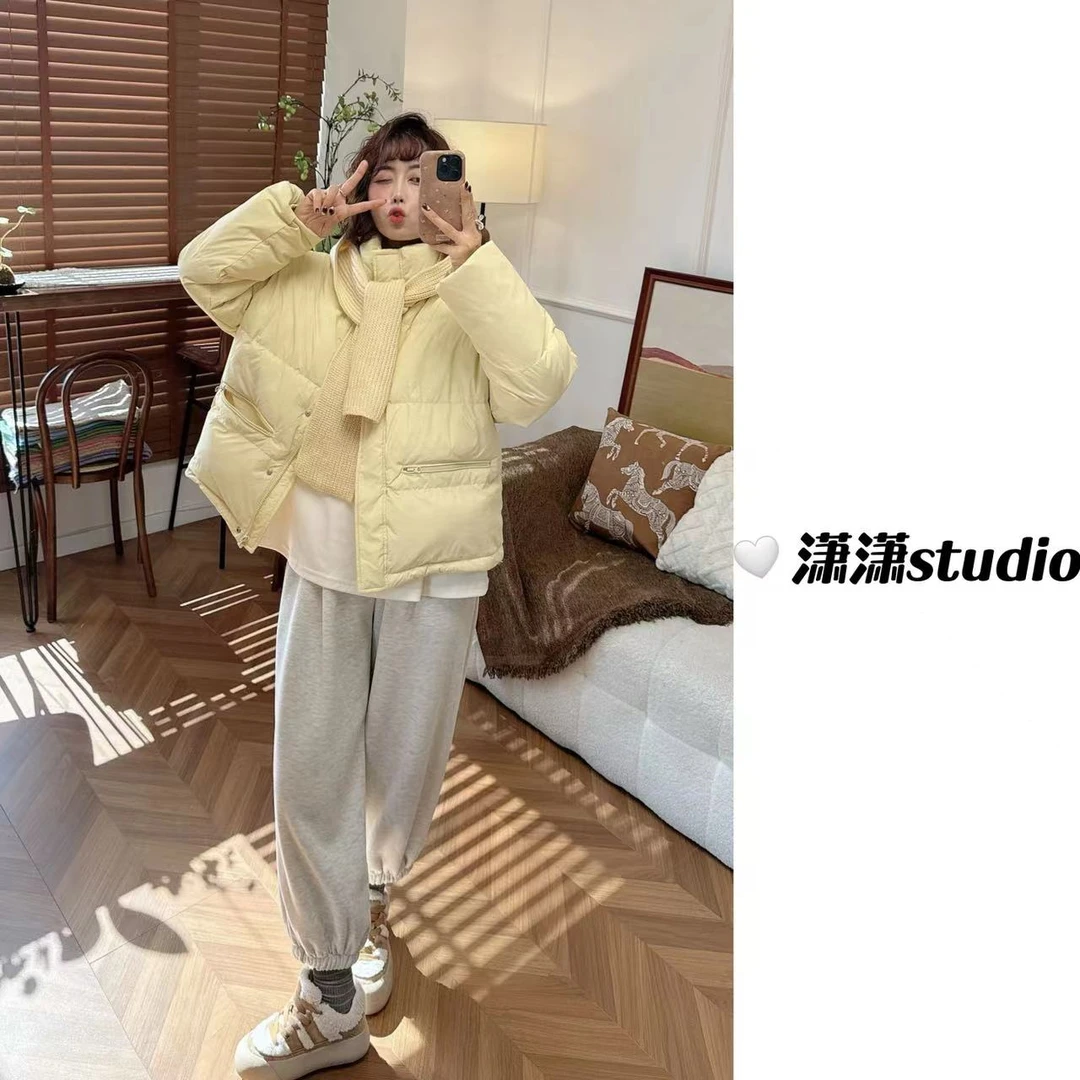 【围巾羽绒】潇潇自制配毛线围巾糖果色立领韩系百搭羽绒服HH2208