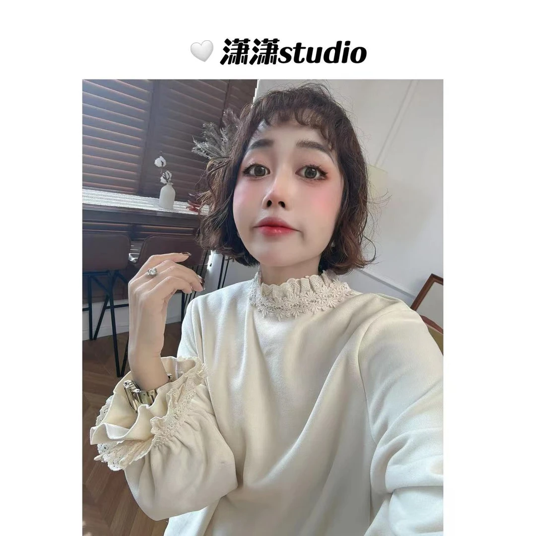 【宫廷绣花领打底】潇潇加厚双面绒感面料显瘦百搭高级感打底XM0958