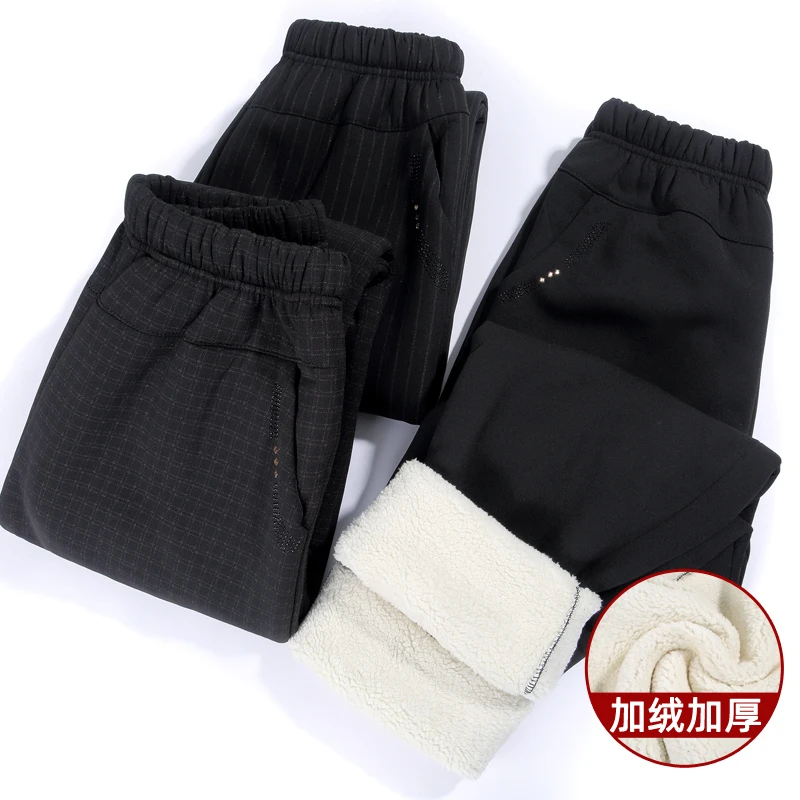 妈妈保暖裤子外穿加绒加厚奶奶装冬装裤子中老年人宽松松紧腰女裤