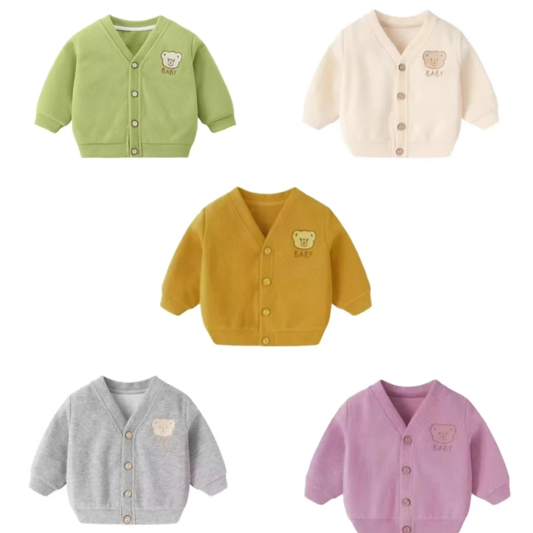 粉丝福利宝宝春秋婴幼儿男女宝薄款可爱刺绣小熊韩版洋气开衫外套