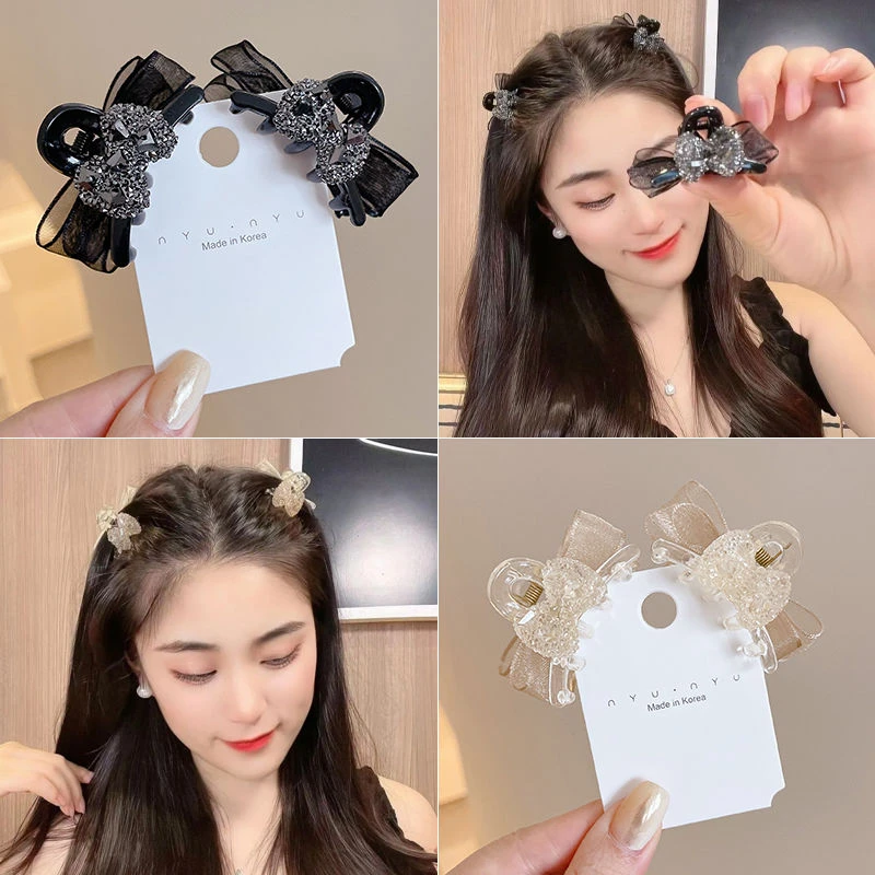 网纱蝴蝶结小抓夹高级感发夹女侧边头饰