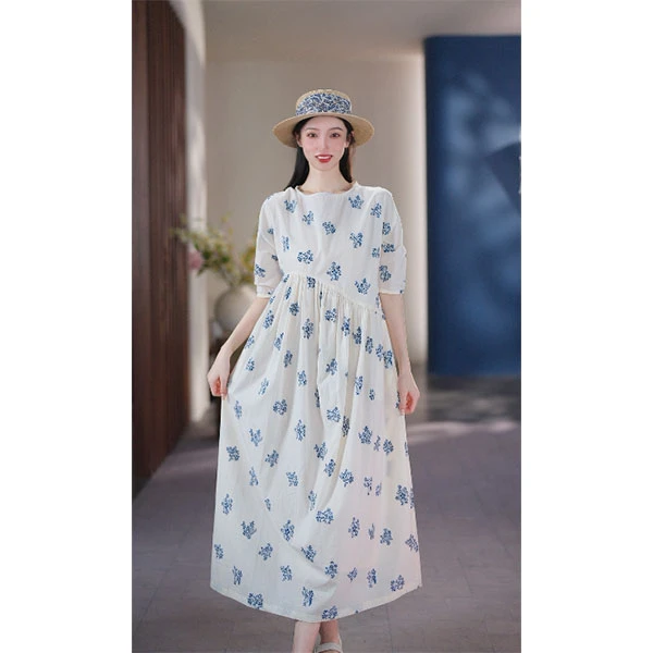 牧衣游夏季百搭【一秒入夏】 宽松连衣裙气质小众女士收腰裙子丘日