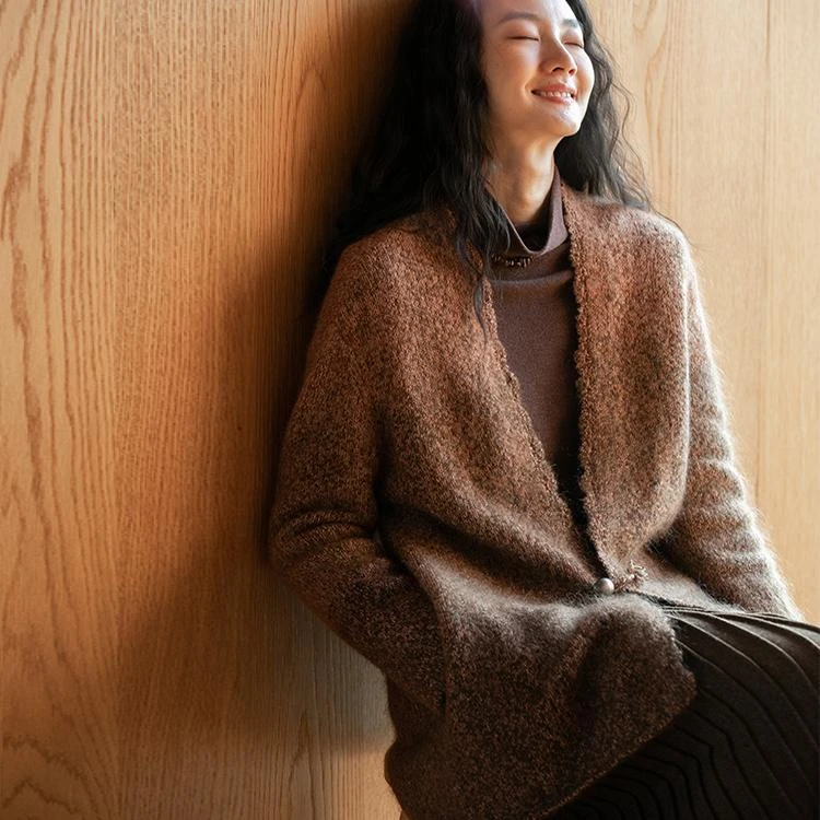 牧衣游原创 渐变色马海毛混织外套柔软细腻慵懒高级感开衫 羽涅