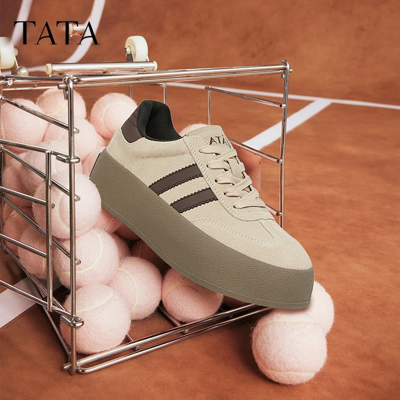 Tata他她复古德训鞋女平底板鞋女百搭休闲鞋女春新款W9B01AM4