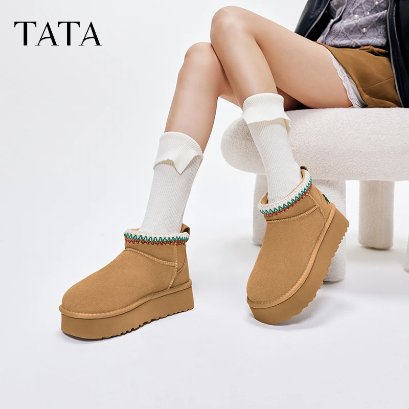 【琥珀流光】TATA/他她冬时尚休闲雪地靴女新款CDD03DD4