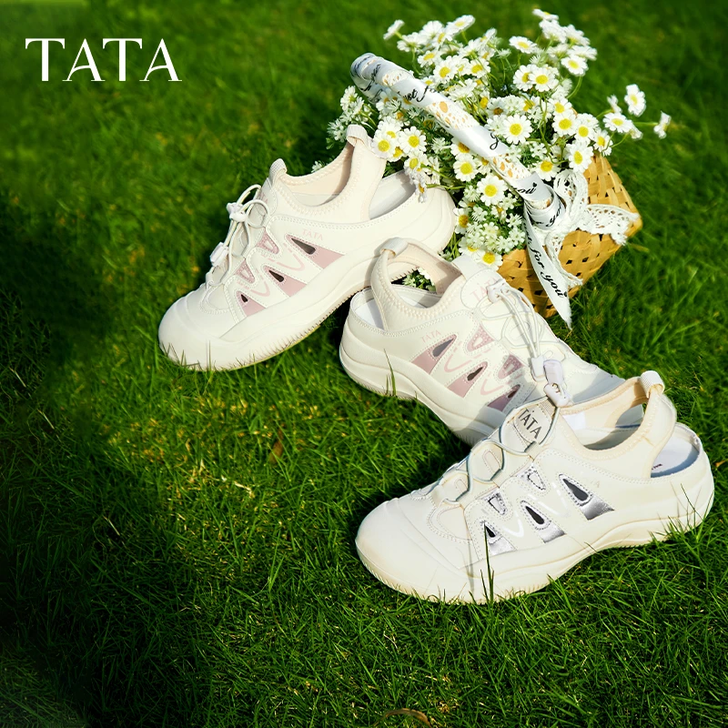 Tata他她包头运动凉鞋女外穿溯溪鞋休闲洞洞鞋2024夏新款WZE05BH4