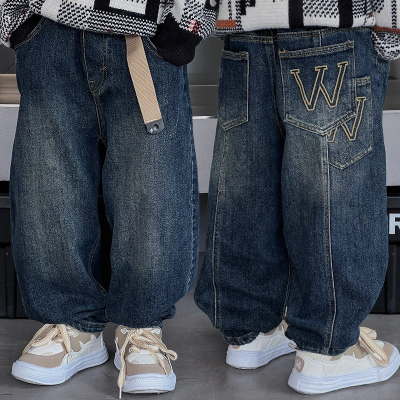 儿童装男童裤子春秋款2025新款春装中大童秋季男孩宽松休闲牛仔裤