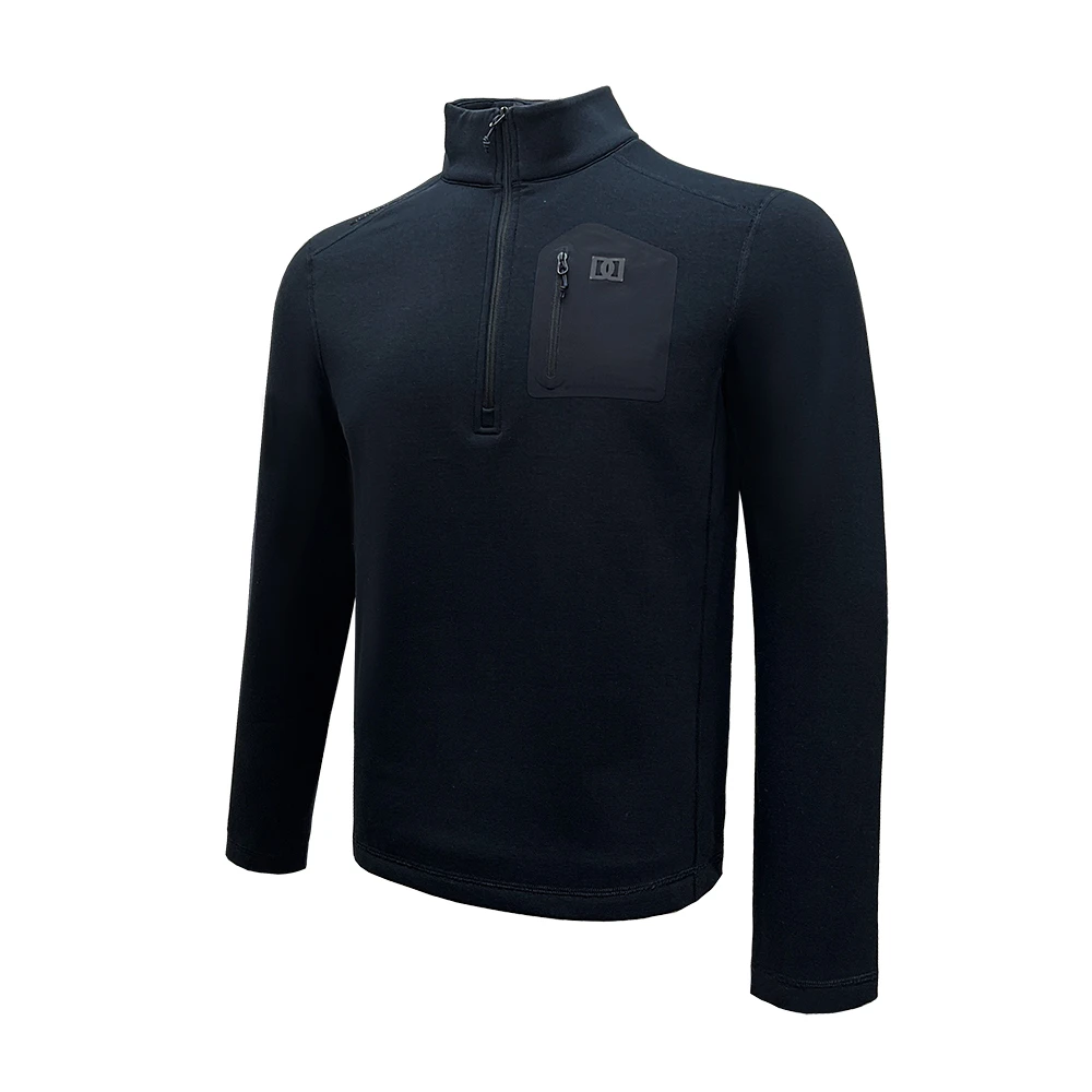 DITE迪特男款纯色休闲高领百搭反光印花经典时尚立领加绒长袖T恤