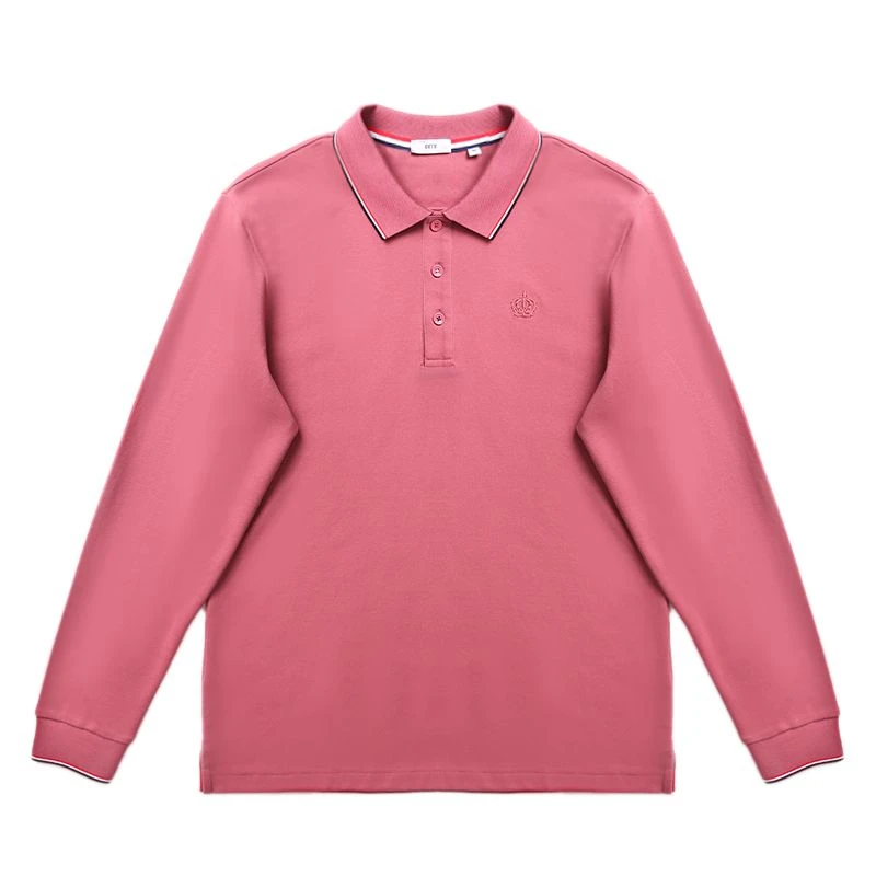 DITE迪特男士秋季时尚纯色舒适商务休闲简约百搭长袖翻领POLO衫