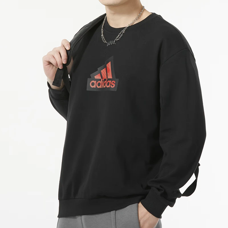 Adidas阿迪达斯卫衣男23冬季新款运动服加绒长袖圆领套头衫IT3989