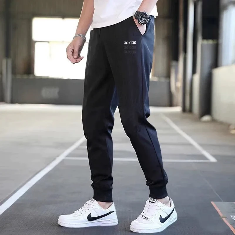 Adidas阿迪达斯男裤秋冬三条纹透气跑步运动束脚休闲卫裤 H59449