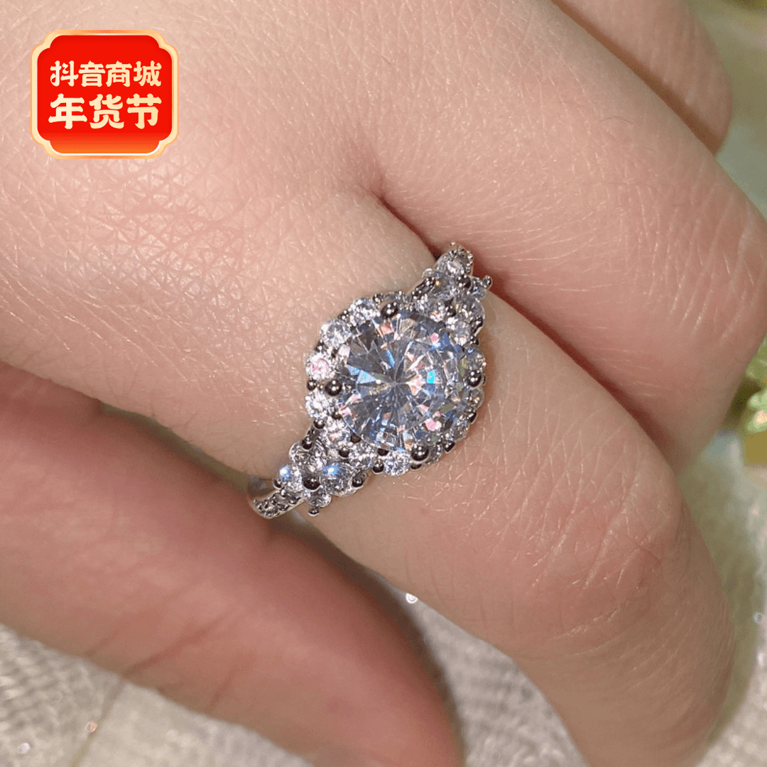 铜合金合成锆石戒指 Mdalo复古蝴蝶仿莫桑璀璨戒指女欧美婚礼指环