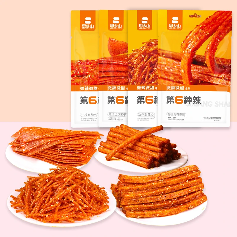 思乡山童年组合辣棒辣片辣丝微辣微甜休闲零食麻辣零食小吃72g/包