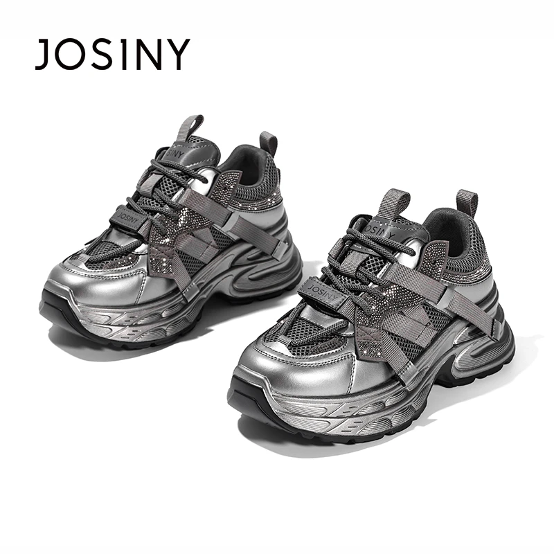 【银河】卓诗尼2024新款百搭网面透气老爹鞋女厚底增高休闲运动鞋