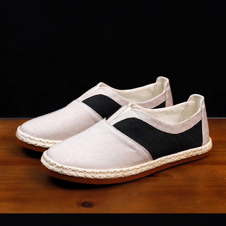 夏季复古男士透气平底薄款一脚蹬懒人鞋渔夫鞋复古布鞋男鞋春夏