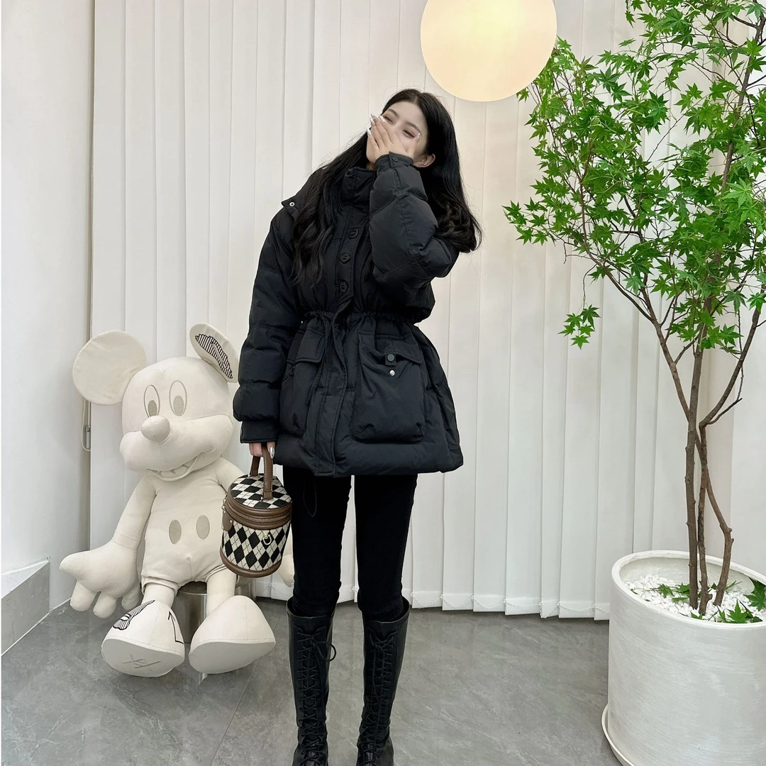 2024新款百搭连帽收腰时尚韩版加厚保暖冬季短款显瘦羽绒服外套
