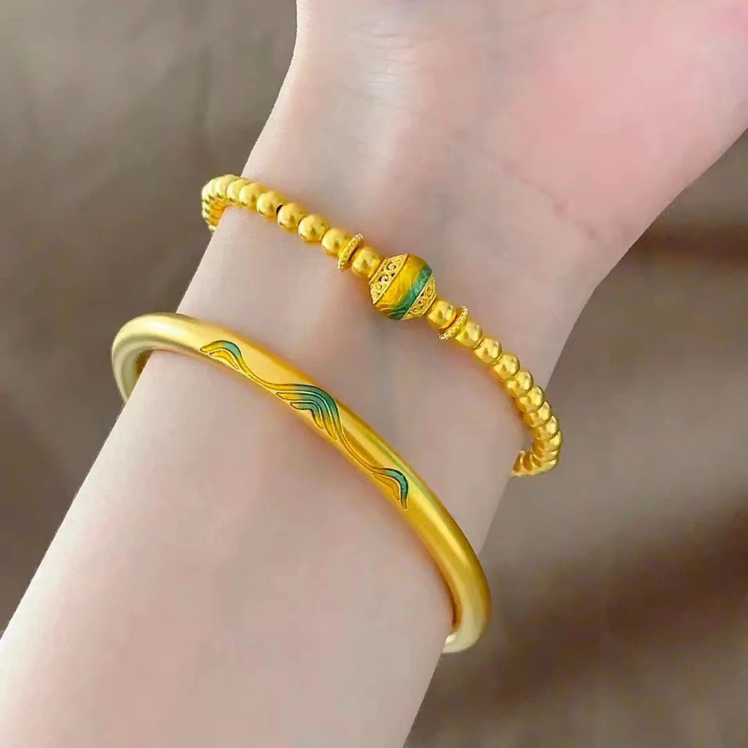 铜合金手镯 新款珐琅千里江山复古手镯手链女款百搭久不掉色