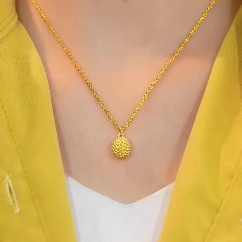 铜合金项链 波光粼粼榴莲吊坠项链女时尚百搭高级感锁骨链